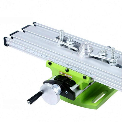 Miniature Precision Milling Machine Bench Drill Vise Fixture With Adjustable X And Y Axis Worktable For Precise Milling Drilling And Machining Compact DIY Vise Station For Hobbyists And Makers Coordinate Setup, green metal
