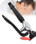 Emergency Eyewash Spray Head With Stainless Steel Drench Hose And Sink Accessory with person rinsing eyes in background