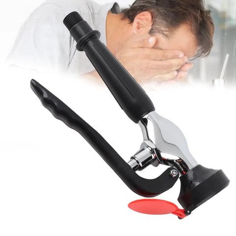 Emergency Eyewash Spray Head With Stainless Steel Drench Hose And Sink Accessory with person rinsing eyes in background