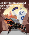 Spider Robot Kit For Kids Ages 8 To 12, STEM Coding Crawling Robot Toy, Hands On DIY Tech Gift For Birthdays, Beginner Friendly Coding Lessons, 8 Step Projects, Creative Science Gift For Boys And Girls. Black metal spider robot kit with app control