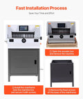 Installation steps for VEVOR Heavy Duty Electric Paper Cutter With 19 Inch Cutting Width and 3 Inch Depth cuts up to 800 sheets.