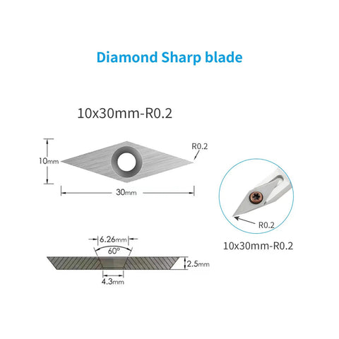 Diamond shape 30x10mm tungsten carbide cutter insert from Fifteen Pcs Tungsten Carbide Cutters Inserts Set For Wood Lathe Turning Tools