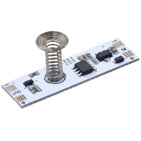 Capacitive Touch Switch Module With PIR Motion Sensor For Short Range Hand Gestures V2 One 5V To 24V 3A LED Dimming Control Easy Install For DIYers Home Automation Ready, PCB with spring sensor