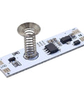 Capacitive Touch Switch Module With PIR Motion Sensor For Short Range Hand Gestures V2 One 5V To 24V 3A LED Dimming Control Easy Install For DIYers Home Automation Ready, white PCB board with spring sensor