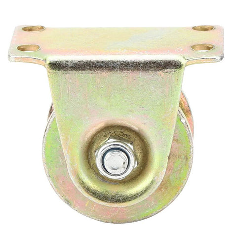 Baxnore V-Groove wheel with mounting plate; heavy-duty steel sliding door track caster.