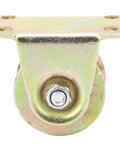 Beefy 45 Steel V Track Sliding Gate Rollers Set Heavy Duty Industrial Gate Guide Wheels, front view of roller