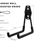 Heavy Duty U Shaped Garage Hooks With Slick Non Slip Coating For EV Charging Cable Holder, black wall mounted, 5.12in height.