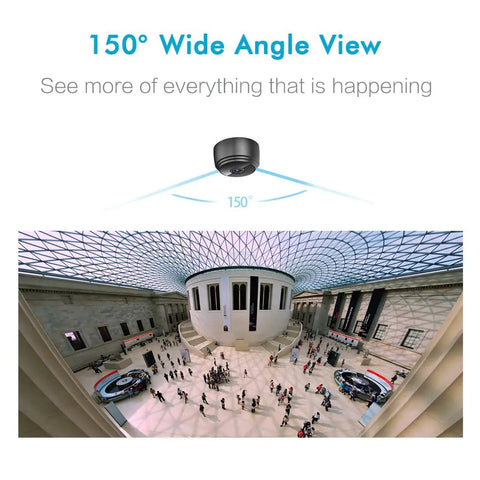 150° view captured by Hidden Camera For Home Security 1080p HD Mini Spy Camera WiFi Wireless Indoor Nanny Cam with angle display