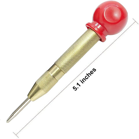 No Fuss Boss Level Automatic Center Punch And Emergency Glass Breaker, Heavy Duty High Precision Spring Loaded Impact Marker for Metal Wood DIY, 5.1 inches.