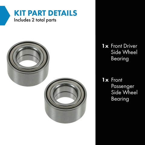 Direct Fit Front Wheel Bearing Kit OE Replacement 2 Piece Set For 2000 To 2011 Ford Focus And 2011 To 2014 Mazda 2 No Fuss Install