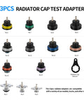 13 pieces radiator cap test adapters for Heavy Duty 18 Piece Radiator Pressure Tester Kit For Coolant System Leak Detection With Pump Gauge Adapter Set Thermometer Beat The Heat With Zero Sweat Diagnostics.