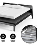 Straight Up Game Changer Queen Bunkie Board 60x80 Ultra Slim Bed Platform under mattress on black frame, providing strong support.