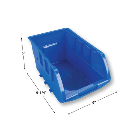 Big Stackable Storage Trays Set Of 4 Blue Adjustable Rails For Vertical Or Horizontal Organization Interlocking Rails Make A Neat Garage Shop And Tool Cabinet Setup. Single blue tray measurements shown.