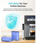Solid Replacement For Home Brewing Equipment Water Filter Cartridge With Slick Slim Profile To Securely Fit Confined Tank Layouts For Steady Install And Crisp Daily Drinks Built Tight, shown in blue with coffee machine.