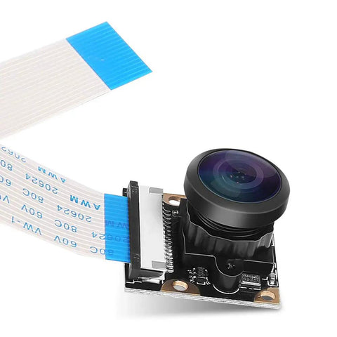 Raspberry Pi Camera with 222 degree fisheye wide angle, 5MP OV5647 sensor, for Pi 4 B, night vision, 1080p video module.