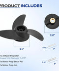 3 Blade Trolling Propeller Machete III Style Replacement For 3.5 Inch Motor Diameters with shear pin and prop nut