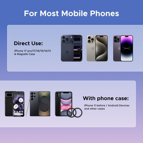 Image showing compatibility with iPhone 17, 16, 15, 14, 13 and Android devices for Tesla Model 3 And Y MagSafe Car Mount With Ultra Strong Magnetic Hold For iPhone 17 16 15 14 13 Pro Max Compatible Center Console Phone Holder With A Rock Solid Grip And Easy Install On The Corner Of Your Screen.