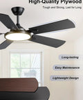 Smart 52 Inch Ceiling Fan With Lights Remote And App Control Dimmable 3CCT Color Temperature Quiet DC Motor Reversible Modern Indoor Outdoor Fan For Bedroom Living Room Kitchen made of high-quality plywood showing durability features