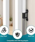 Four Pack Black Fence To Wall Anchors Securely Lock Down Dog Playpen And Pet Gates Compatible With FXW Systems, alloy steel clip on white wall.
