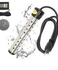Immersion Water Heater 1500W With 304 Stainless Steel Cover, digital thermometer displays temperature, power cord attached