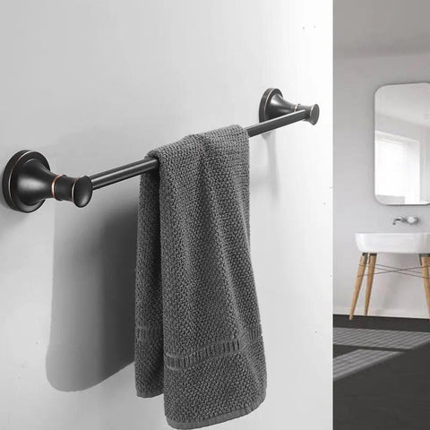 Oil Rubbed Bronze 4 Piece Bathroom Accessories Set With Wall Mounted Towel Bar Towel Ring Toilet Paper Holder And Double Towel Hooks