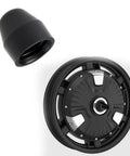 4Pcs Dope E Bike Wheel Nut Caps 21mm Inner Diameter, black rubber cap next to hub motor wheel, durable protective cover.