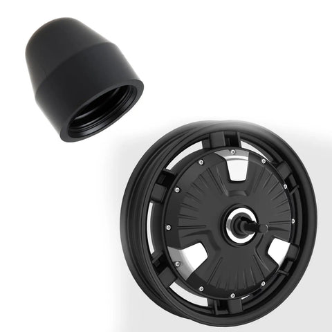 4Pcs Dope E Bike Wheel Nut Caps 21mm Inner Diameter, black rubber cap next to hub motor wheel, durable protective cover.