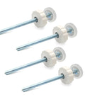 4 Pack 8MM Threaded Spindle Rods For Baby Gates Pressure Mounted Accessory Bolts Kit, white rods with adjustable lengths, side view