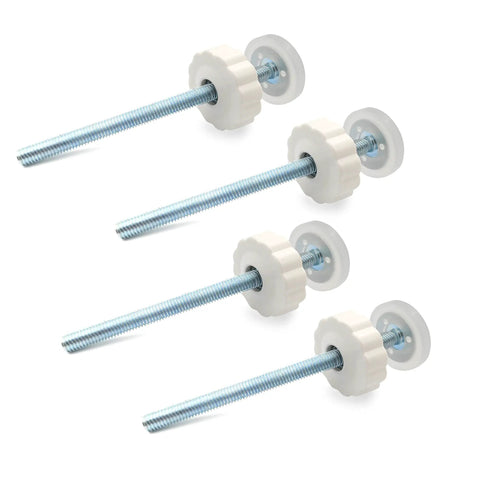 4 Pack 8MM Threaded Spindle Rods For Baby Gates Pressure Mounted Accessory Bolts Kit, white rods with adjustable lengths, side view