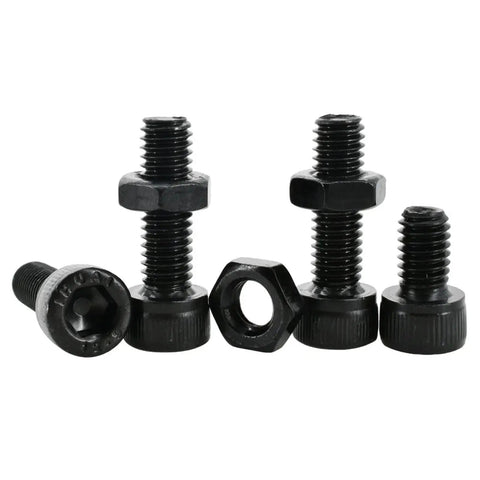 Pro Grade M2 M3 M4 M5 M6 Screws Bolts Nuts Kit Beefy Grade 12.9 Black Carbon Steel DIN912 Hex Socket Cap Head Allen Machine Screws and Nuts Set for Home Shop and DIY Projects black socket cap screws and hex nuts