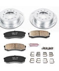 PowerStop rear brake kit: two drilled/slotted rotors and four ceramic pads with hardware; for GX460, 4Runner, FJ Cruiser.