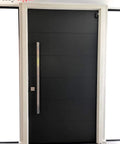 Dope 12 Inch Push Pull Door Handle In Brushed Nickel Satin Finish For Glass And Metal Doors Modern Stainless Steel Pull Bar For Commercial Front Doors Home Office Barn Entrances Rectangular Flat Design on black door