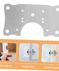 5 Piece Cabinet Hinge Plates Repair Kit For Kitchen Cabinets Easy Install showing silver plate and installation examples