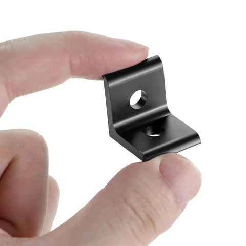 Aluminum 2020 Corner Bracket Set With 20 M5 Bolts And 20 T Slot Nuts For 6mm T Slot And V Slot 10 Piece Kit For Cross T Shaped Or L Shaped Frame Builds Built Tough For DIY Pros And Easy Install, black aluminum L bracket