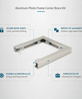 Aluminum L Shaped Corner Braces For Picture Frames And DIY Projects Metal Miter Joint Reinforcement Kit, secure and aligned.