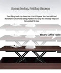 Premium Electric Scissor Lift Table With Folding Top For Small Spaces showing electric coffee table lift in action.
