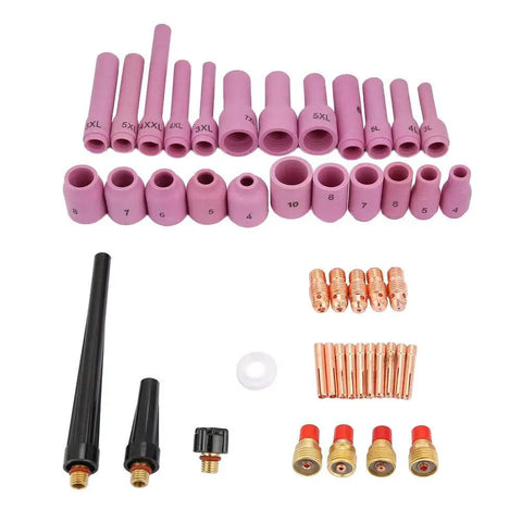 TIG Welding Nozzles 46 Piece Set For WP9 20 25 Series Torch Consumables With Collets And Accessories High Temperature Resistant