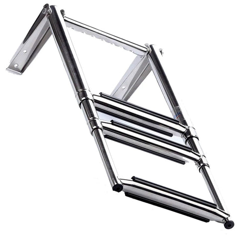 3 Step Telescoping Swim Boat Ladder Stainless Steel With Built In Handle for Easy No Fuss Boarding on Dock or Deck