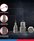Heavy Duty Multispline Screw And Bolt Extractor Set For Stripped Fasteners, 25 Piece Pro Grade CrMo Kit, Neiko 04204A, front view