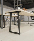 Heavy Duty Industrial Table Legs Set Of 2 In Trapezoid Shape 28 Inch Tall Solid Steel With Matte Finish