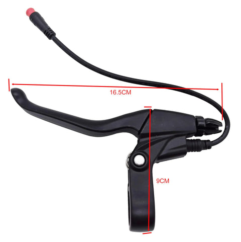 Waterproof Electronic Brake Lever And Grips For Electric Bikes And E Scooters Ebike Accessories That Cut Power When Brakes Engage 2Pin Connector 20cm Durable Aluminum Build For Ride Safe And Smooth Rides, black lever with red 2-pin connector, length labeled