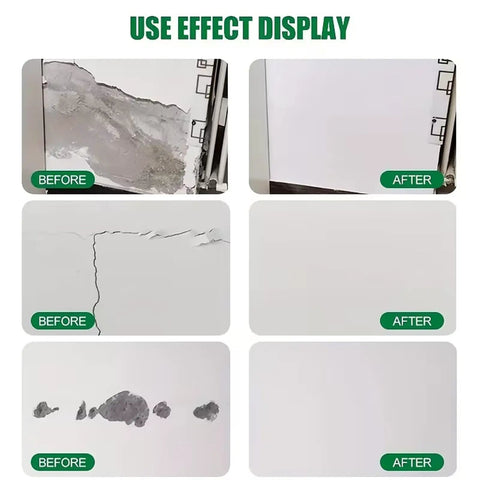 Before and after using Hydrophobic Wall Putty For Quick Crack Repair And Easy Go To Application Durable Drywall Filling Compound