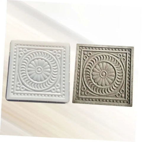 14.5 Inch Square Cement Paver Mold for Concrete Stepping Stones Garden Pathway Patio Yard Walkway DIY Kit next to cast stone