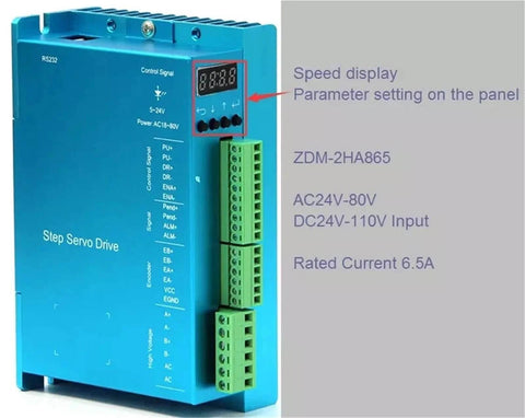 Front view of Hard Hitting Closed-Loop Stepper Servo Motor With Digital Display Drive, showing digital display and input specifications.