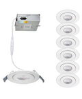 Lotos 4 Inch LED Round Adjustable Recessed Light with 360 Degree Pivot, Five CCT Selectable, 9W 700 Lumens, Pack of Six