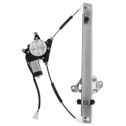 Front Driver And Passenger Side Power Window Regulator With Motor For Chevrolet Spark 2013 To 2016 Hatchback, detailed view of motor and rail.