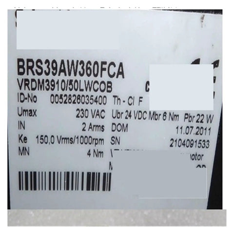 High Precision Stepper Motor BRS39AW360FCA nameplate label with model number and specs for industrial automation
