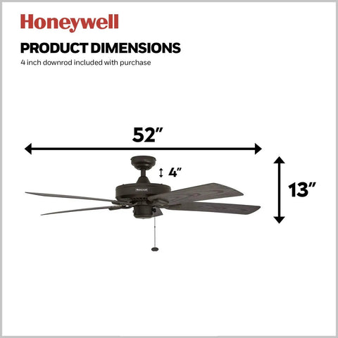 Belmar 52 Inch Ceiling Fan Without Light For Indoor Or Outdoor Use With Pull Chain Tri Mount Traditional 5 Blade Bronze