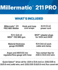 Inclusions for Millermatic 211 PRO welder featuring accessories and parts for Dual-Voltage MIG Welder With Dyna-Pulse MIG Auto-Set And Program Modes.
