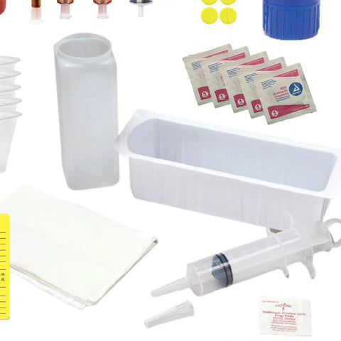Top Tier Enteral Feeding Simulator Training Kit For Nursing Students With Hella Realistic Clinical Practice Supplies featuring various practice tools and materials.